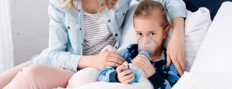 Parent and child using a ventilator