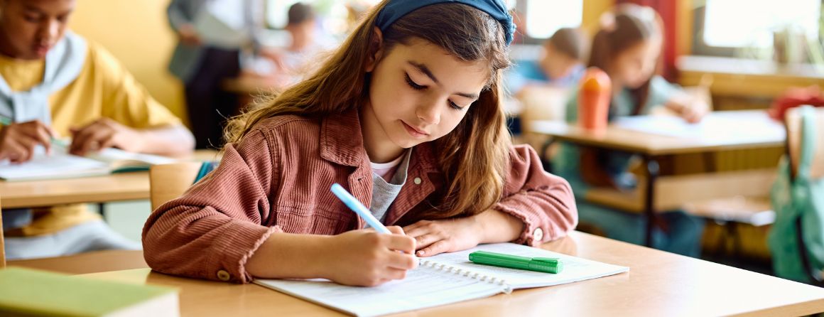 A child sitting an exam