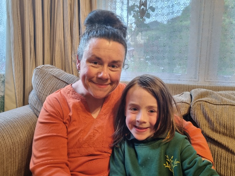 MIST trial participant Thomas, 7, with his mother Emily