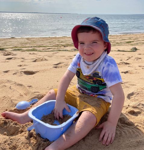 Epilepsy patient Levi at the beach