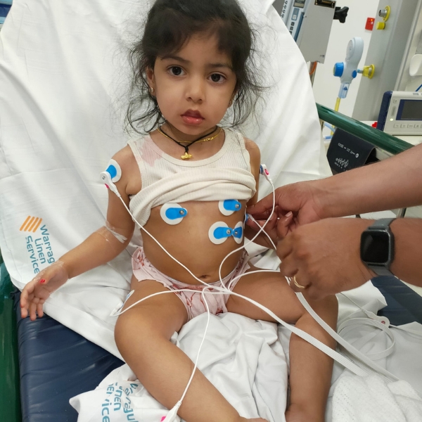 Muscular dystrophy patient Ivani in hospital