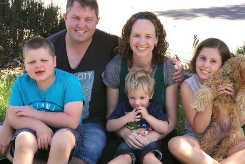 Edward Boyer with his father Gary and their family