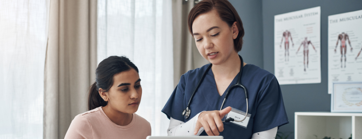 A researcher with a patient