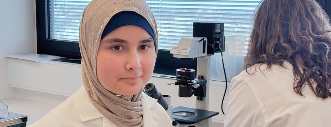 Rare blood cancer patient Raya in a lab