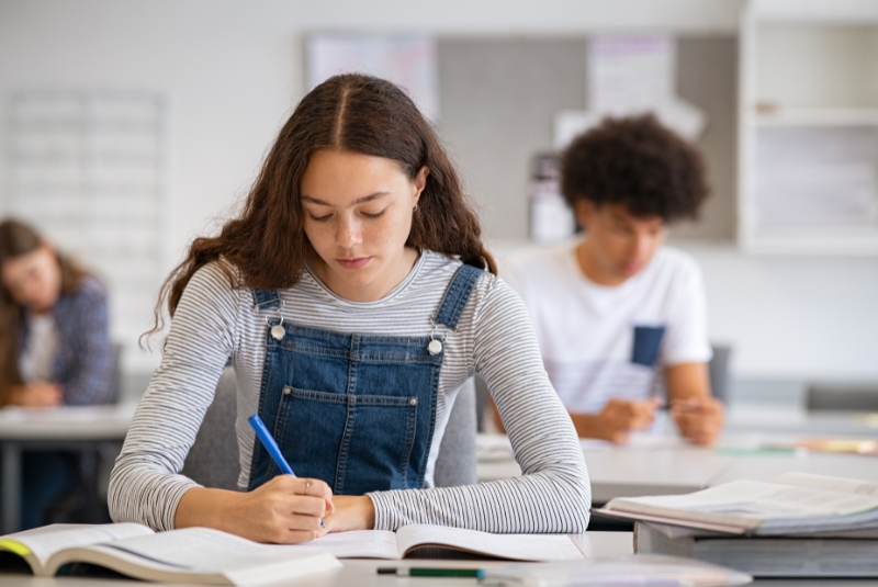 An adolescent woman in school