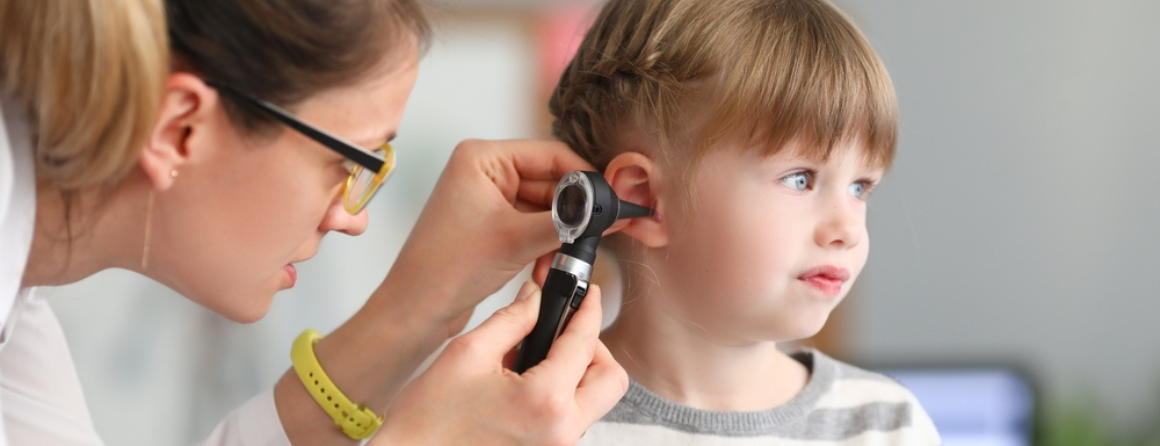 A child gets a hearing check