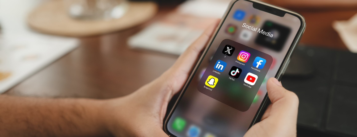 Mobile phone showing social media apps