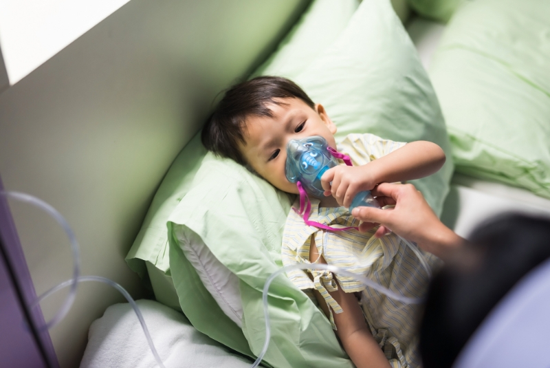 A child receives oxygen