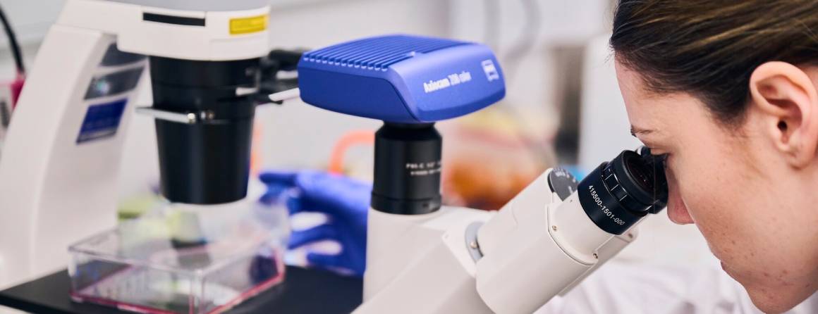A researcher looking at genetic samples