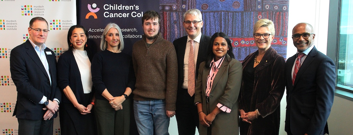 Professor David Eisenstat, Associate Professor Michelle Yong, Karen and Marco, Minister Danny Pearson, Dr Udani Reets, Professor Kathryn North and Professor Mark Dawson