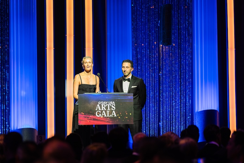 Sarah Murdoch and Enzo Porrello at the G'Day Arts Gala. Photo credit: Chris Schmitt Photography