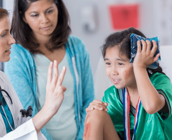 child at hospital after injury