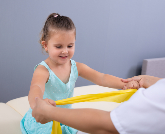 Young girl testing hand movements