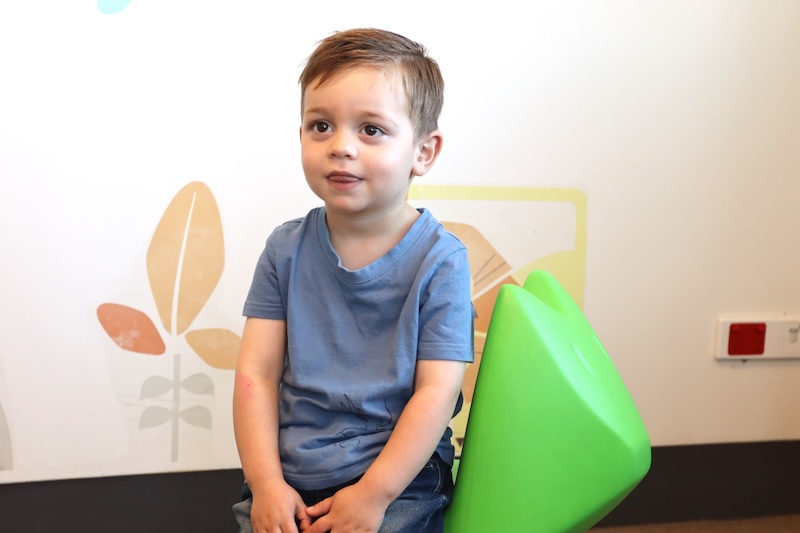Emerson who suffers from peanut and milk allergies
