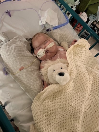 Giselle in hospital after being diagnoses with HLH