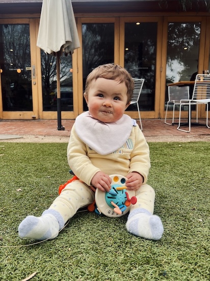 Giselle sitting in the garden