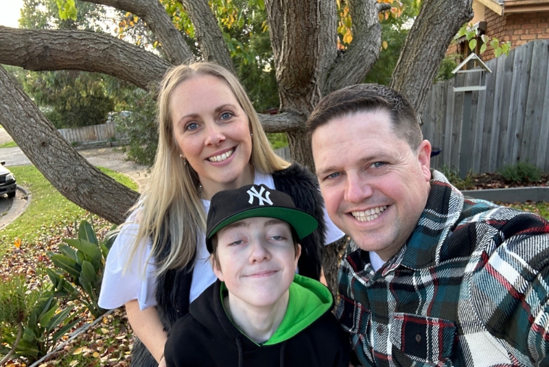 Tyler with his mother Laura and father Leigh