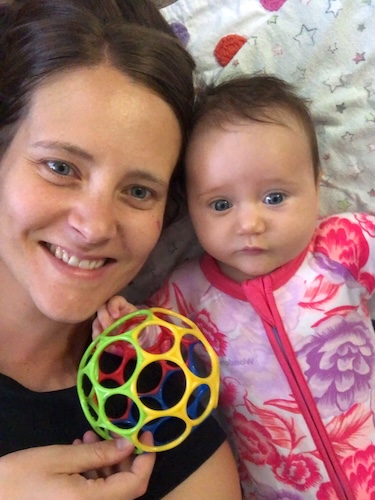 Tegan with CMV patient Nara as a baby