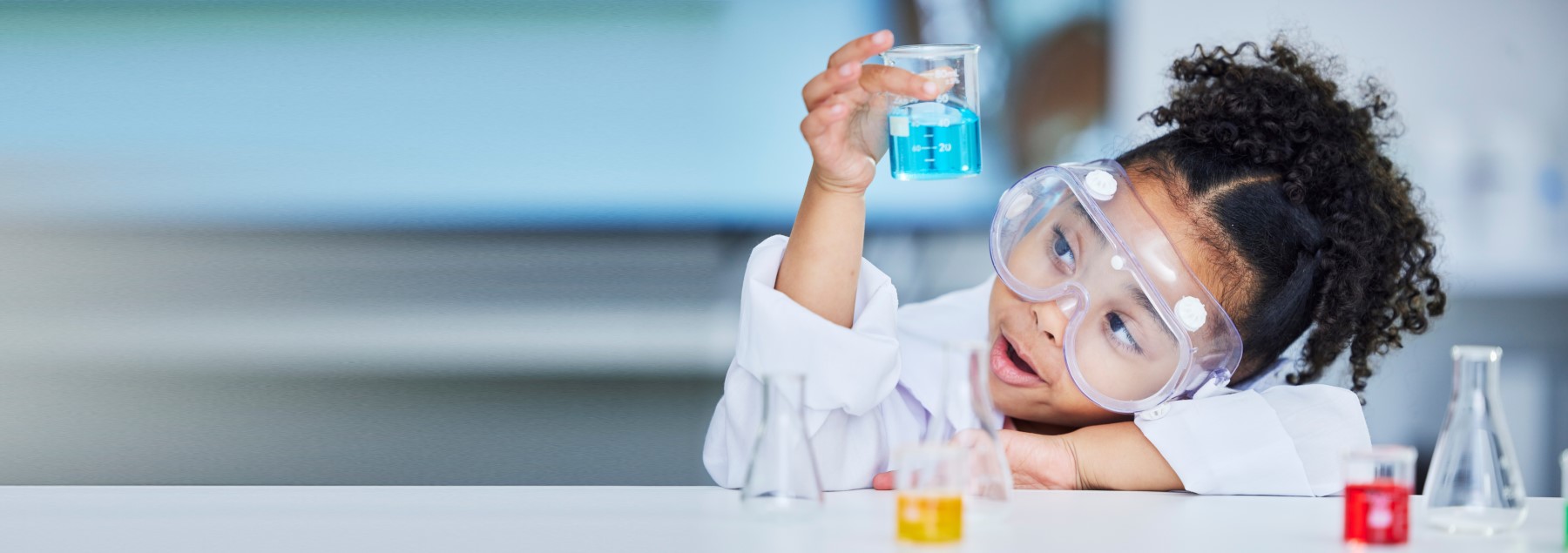 A child conducting experiments