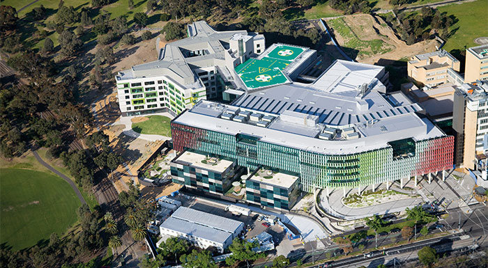 Aerial view of the building