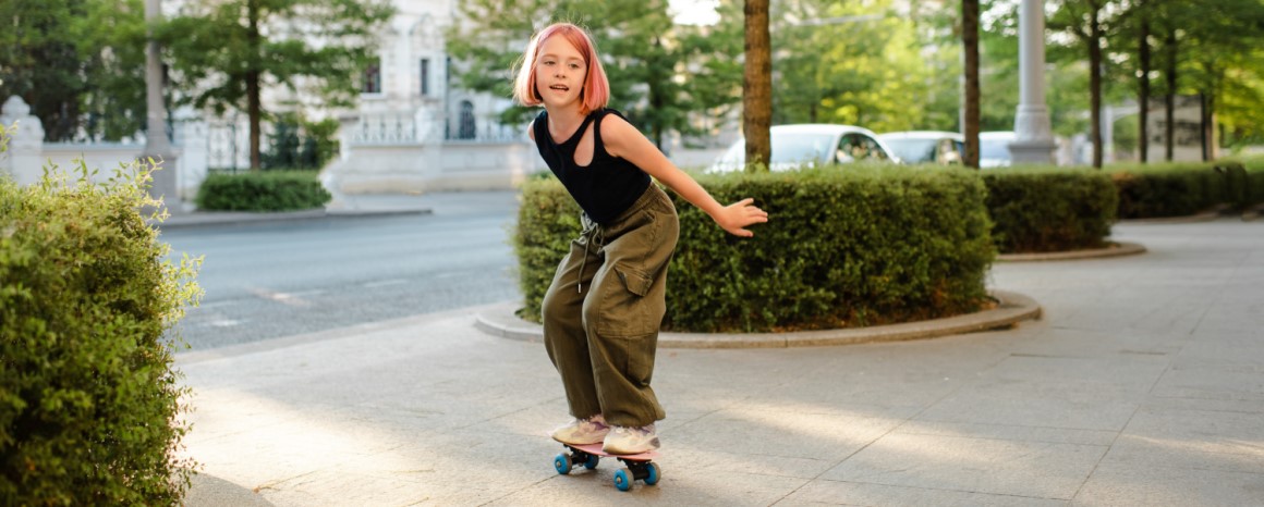 child on skateboard