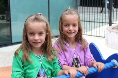 Blond haired twin girls