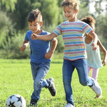 Children playing soccer