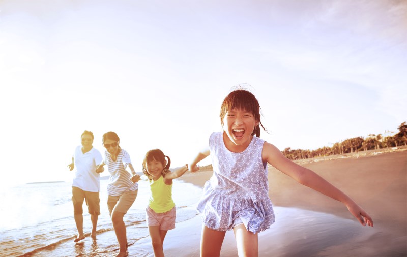 family on the beach