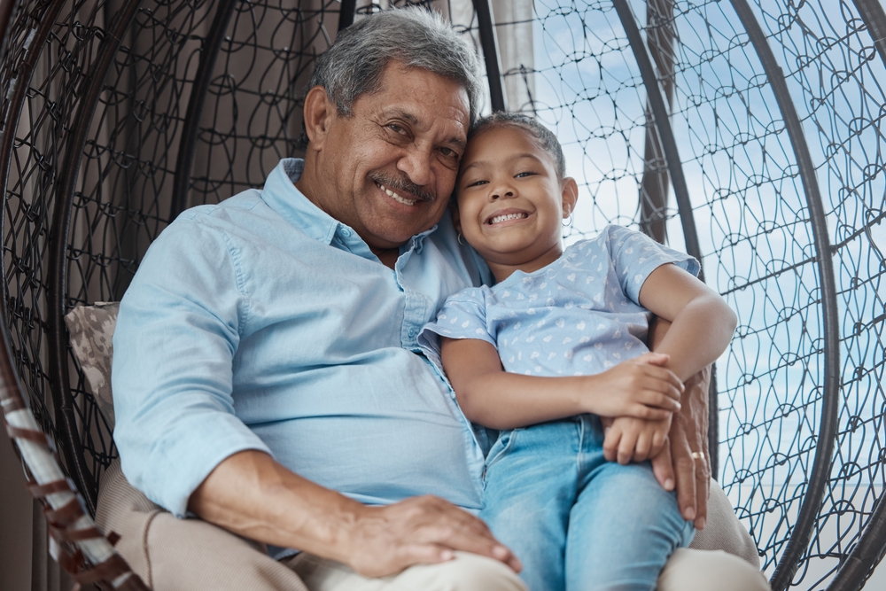 grandparent and child smiling