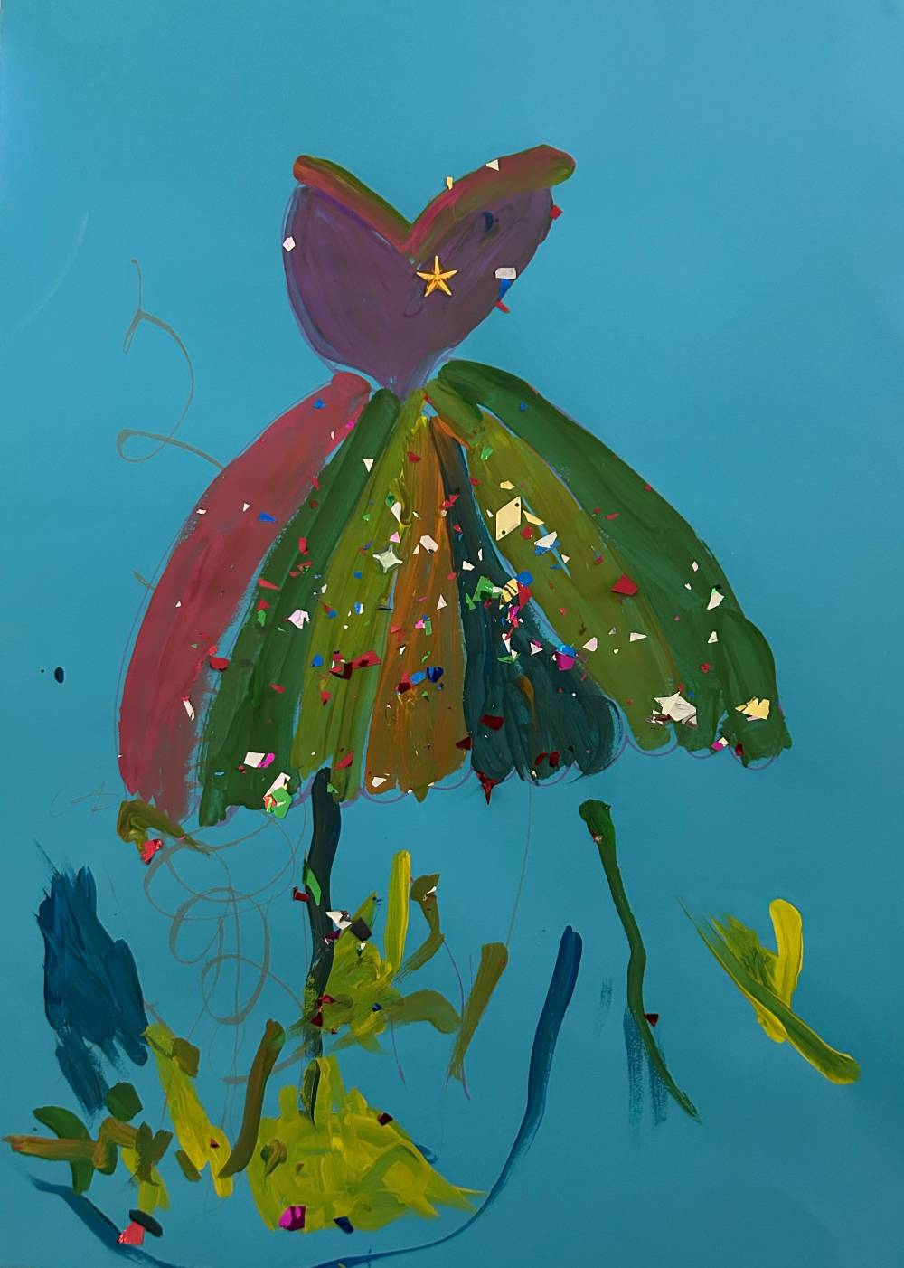 Drawing by RDNow participant - I decorated my hospital room with paintings and wanted to share this sparkling fairy dress.