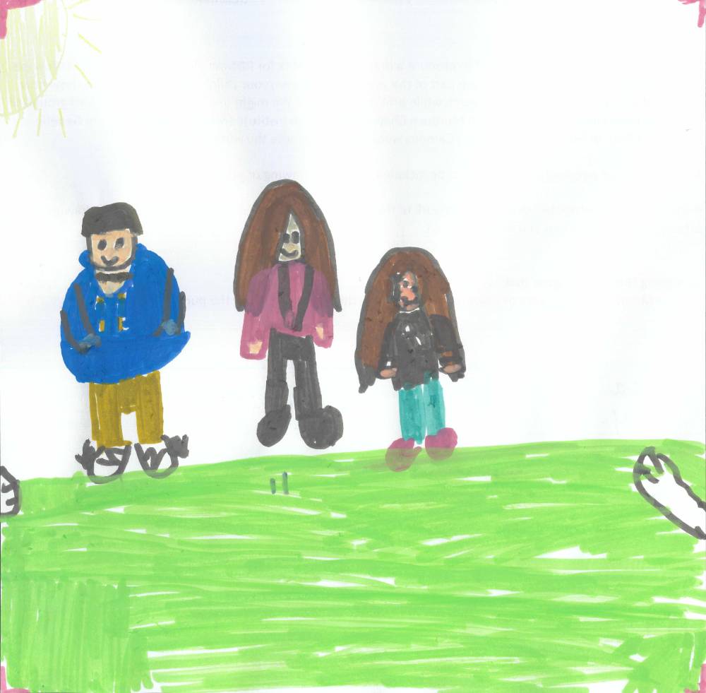 Drawing by RDNow participant - My pet is taking a photo of me with the people who care for me