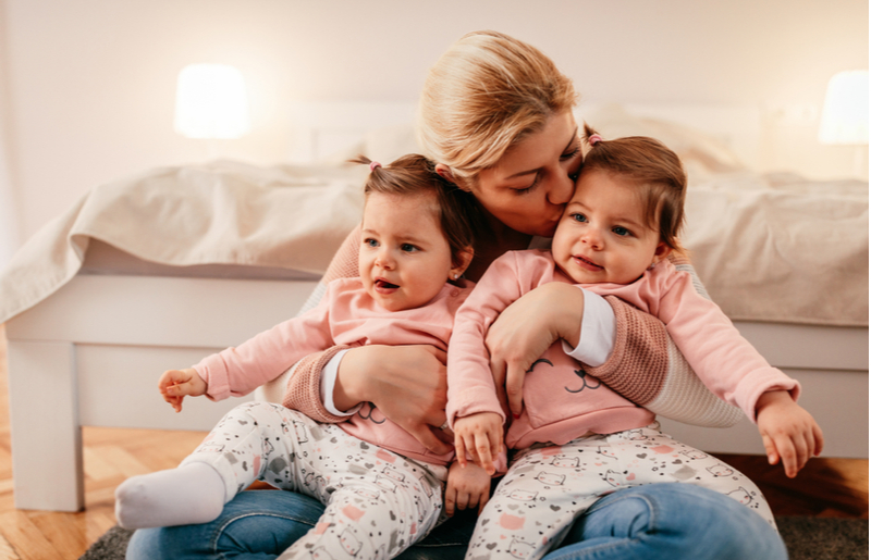 mother with twin babies