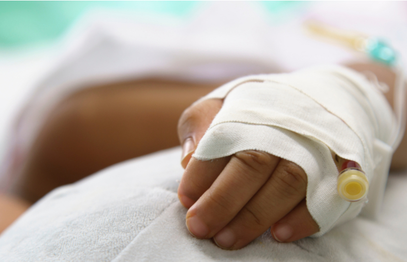Sick child in hospital