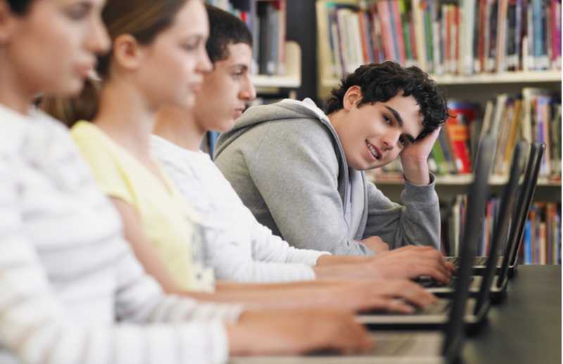 Teens studying