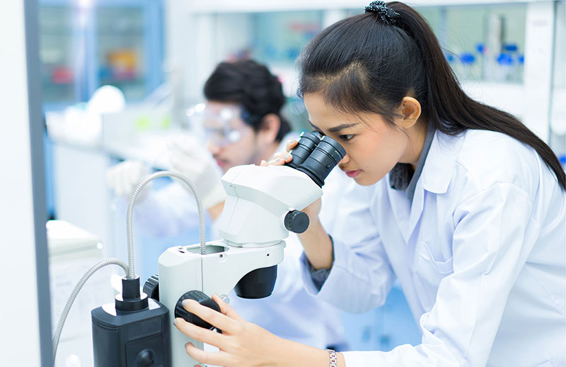 student in lab