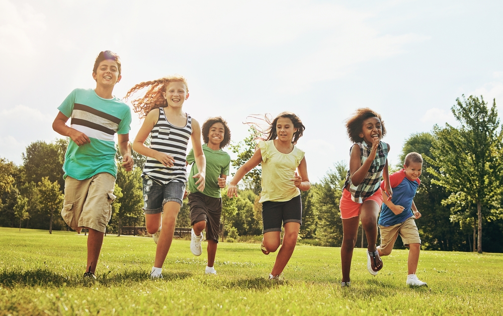children running in park