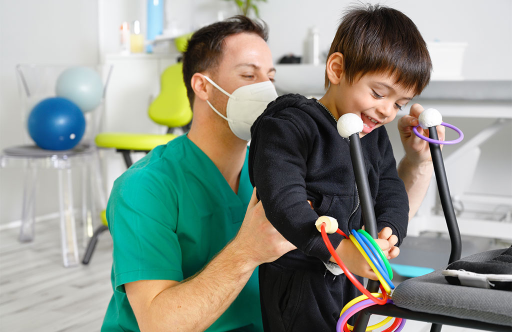 Researcher with patient